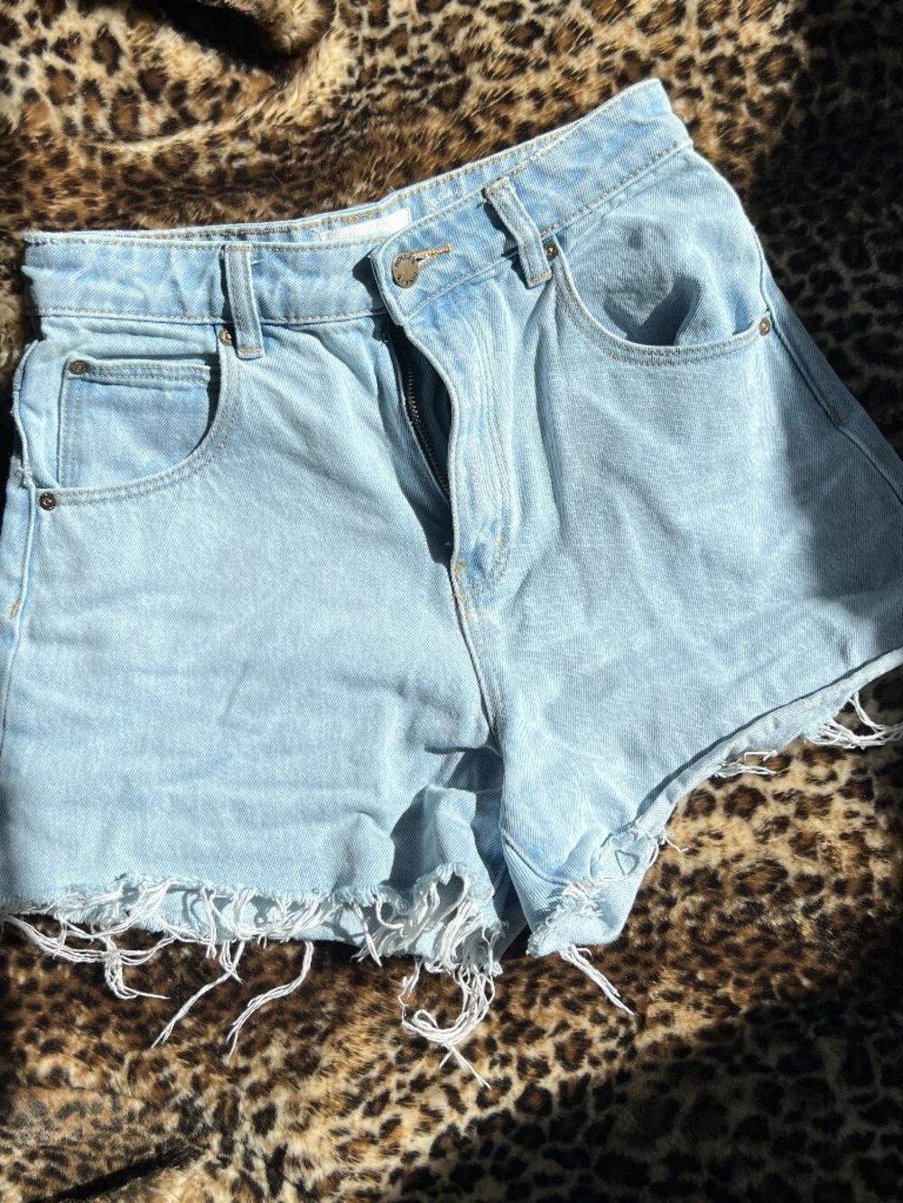 Rolla's Light wash high rise cutoff frayed denim shorts